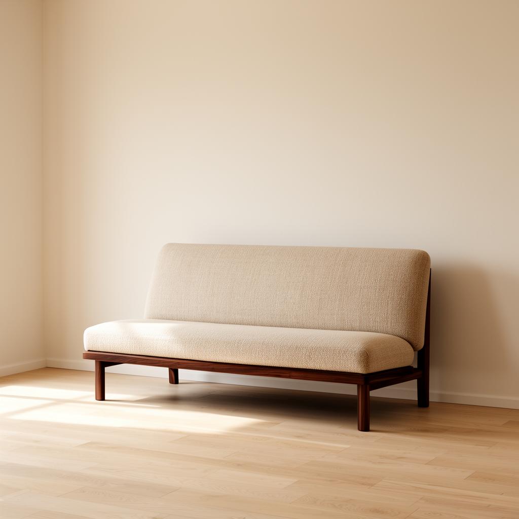 Linen sofa in a serene Japandi-inspired room