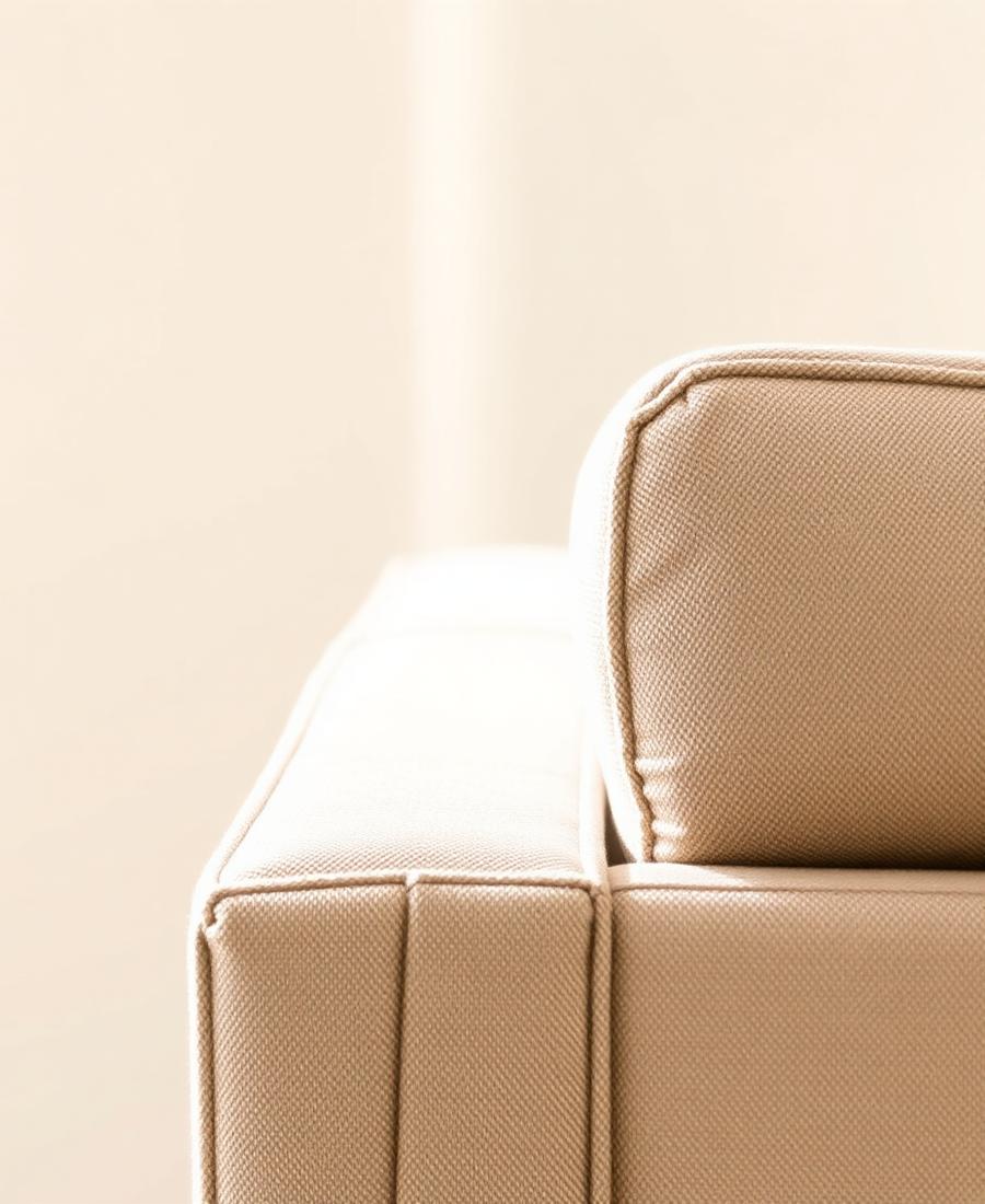 Detail of a linen sofa arm